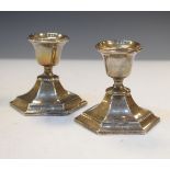 Pair of George V silver dressing table candlesticks having hexagonal bases, Chester 1916 Condition: