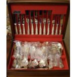 Arthur Price silver plated canteen of cutlery in an oak finish case Condition: