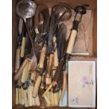 Quantity of antler and other handled carving knives, forks, steels etc Condition: