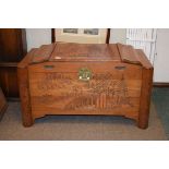 Late 20th Century carved camphor wood chest having hinged cover Condition: