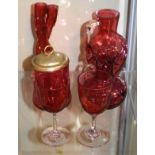 Small quantity of cranberry glass Condition:
