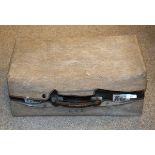 Vintage dark brown Morocco bound travelling dressing case having silk lining and with canvas outer