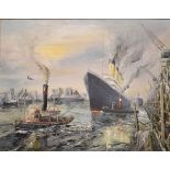 J. Morgan - Oil on board - S.S. Titanic, signed and dated 1995, framed Condition: