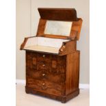 Early 20th Century figured walnut and simulated figured walnut enclosed washstand, the hinged