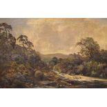 Alfred Harford - Oil on canvas - Mountainous riverside landscape, signed, framed Condition: