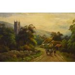 Andrew Beer - Oil on canvas - Rural village scene, signed, framed Condition: