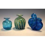 Two Mdina vases and a somewhat similar sculptural paperweight Condition: