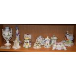 Collection of Coalport cottage ornaments, two Yardley soap dishes etc Condition: