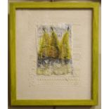 Louise Watson - Two fabric applique pictures, each framed and glazed Condition: