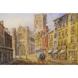 Edward Nevil - Four watercolours - Cathedrals, being Dieppe, Malines, Rheims and Louvain, each