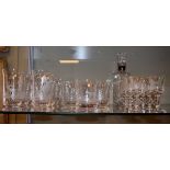 Suite of good quality modern table glass having finely engraved decoration depicting wildlife in