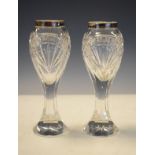 Pair of cut glass specimen jars, each having a silver collar with worn hallmarks Condition: