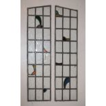Two stained and leaded glass panels Condition: