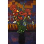 Ken Symonds - Oil on board - Still-life With Poppies, signed, framed Condition: