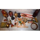 Quantity of Russian and other wooden ornaments etc Condition: