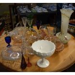 Quantity of decorative coloured and other glass ware Condition: