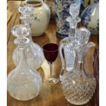 Four cut glass decanters Condition: