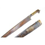 Afghan Khyber knife/sword, straight heavy 'T' section blade 59cm, which tapers from hilt to sharp