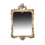 19th Century giltwood and gesso framed wall mirror, overall dimensions 80cm x 52cm Condition: Please