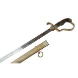 19th Century German Cavalry officers sabre, the brass hilt with lion head pommel, brass knuckle