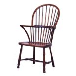 19th Century ash beech and elm stickback Windsor elbow chair, North East Midlands region, standing