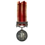 Medals - Indian Mutiny Medal 1857-59, name erased but recipient served with 1st Battalion, 20th