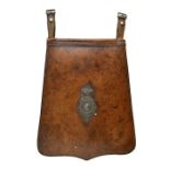 Militaria - Late 19th Century brown leather sabretache bearing a white metal badge of the 19th