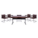 Modern Design - Six piece dining suite purchased from Heals of London and comprising: rosewood