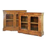 Pair of 19th Century ormolu mounted marquetry inlaid walnut cabinet bookcases, each fitted two