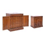 Early 20th Century figured walnut and walnut coin collectors cabinet fitted eighteen slides enclosed