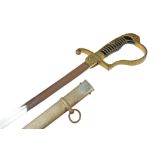 19th Century German Cavalry officers sabre, the brass hilt with lion head pommel, brass knuckle