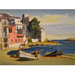 Eric Craddy (Bristol Savages) - Oil on board - A Mediterranean coastal village, signed, framed