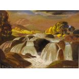 Alfred Moores (Bristol Savages) - Watercolour - The Peaceful Scene, being a landscape with weir,