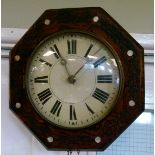 Late 19th Century mother-of-pearl inlaid simulated rosewood octagonal cased Black Forest wall clock,