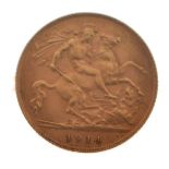 Gold Coin - George V half sovereign, 1914 Condition: