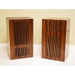 Pair of vintage teak cased hi-fi speakers labelled F.R.C. Ltd, Model 2035L, serial No.3424