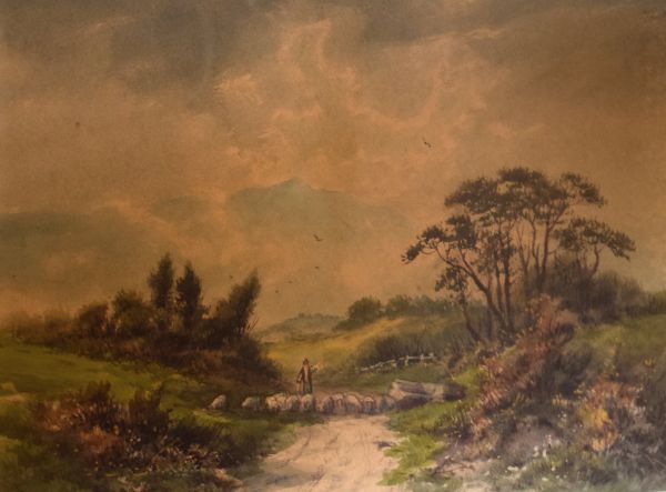 W. Wilton - Pair of late 19th/early 20th Century watercolours - Landscapes with figures on a