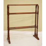 Victorian mahogany and beech towel rail with barley twist decoration Condition: