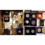 Coins/Medallions - Collection of various commemorative medallions including bronze medallion