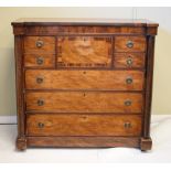 19th Century Scottish mahogany and crossbanded chest fitted three short drawers over three long