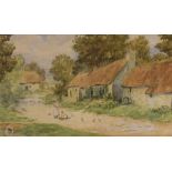 Late 19th/early 20th Century English School - Watercolour - Landscape with farm buildings and