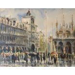 Antonio Missinato - Watercolour - A Venetian street scene, signed and dated 1964, framed and