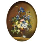Pair of mid 20th Century oils on board - Still-lifes of flowers, indistinctly signed, within