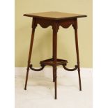 Early 20th Century mahogany square top two tier occasional table on slender turned supports
