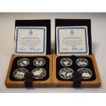 Coins - Two Canada Montreal Olympics 1976 silver four coin proof sets in presentation case with