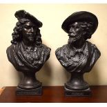 Pair of bronzed spelter busts - Rembrandt and Rubens Condition: