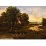 G. Crosby - Pair of late 19th/early 20th Century oils on canvas - Rural scenes with cottages, each