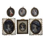 Six various miniatures, each in a decorative gilt metal frame Condition: