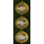 Three oval miniatures - Landscapes, each in a decorative gilt metal frame Condition:
