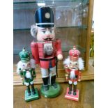 Three German wooden figures, each formed as a toy soldier Condition: